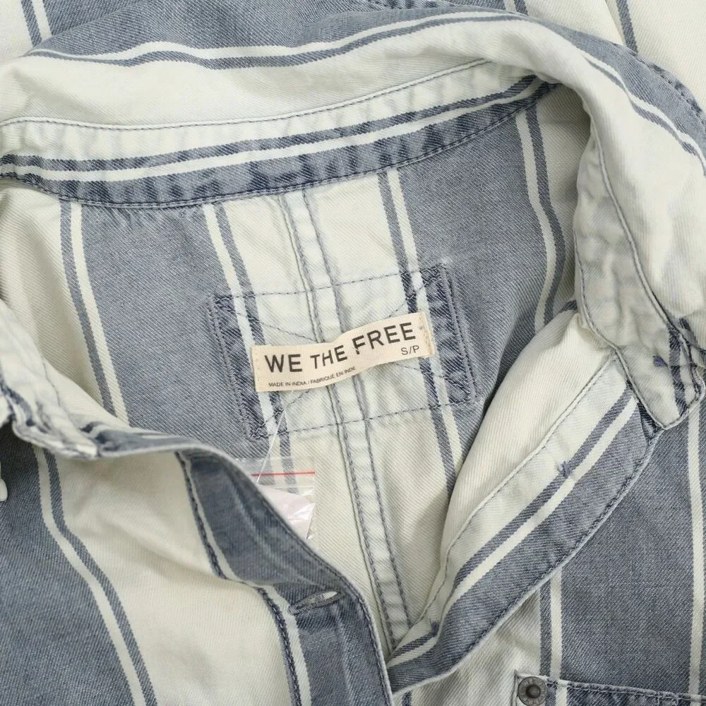 Free People We The Free Crossroads Striped Button Down Shirt Top Print S 288579